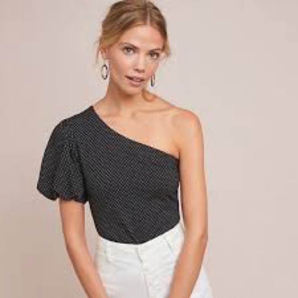 Maeve by Anthropologie  One-Shoulder polka dot Top